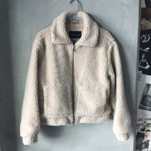 Kendall & Kylie Tan Teddy Coat Bomber Jacket